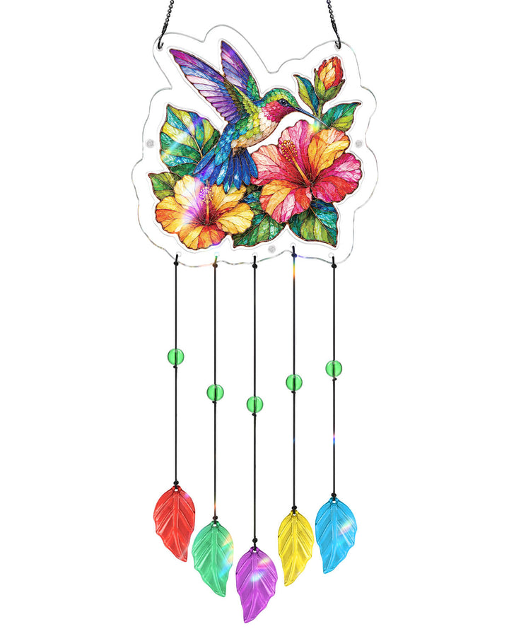 Acrylic Puzzle Suncatcher Wind Chime - Hummingbird Garden