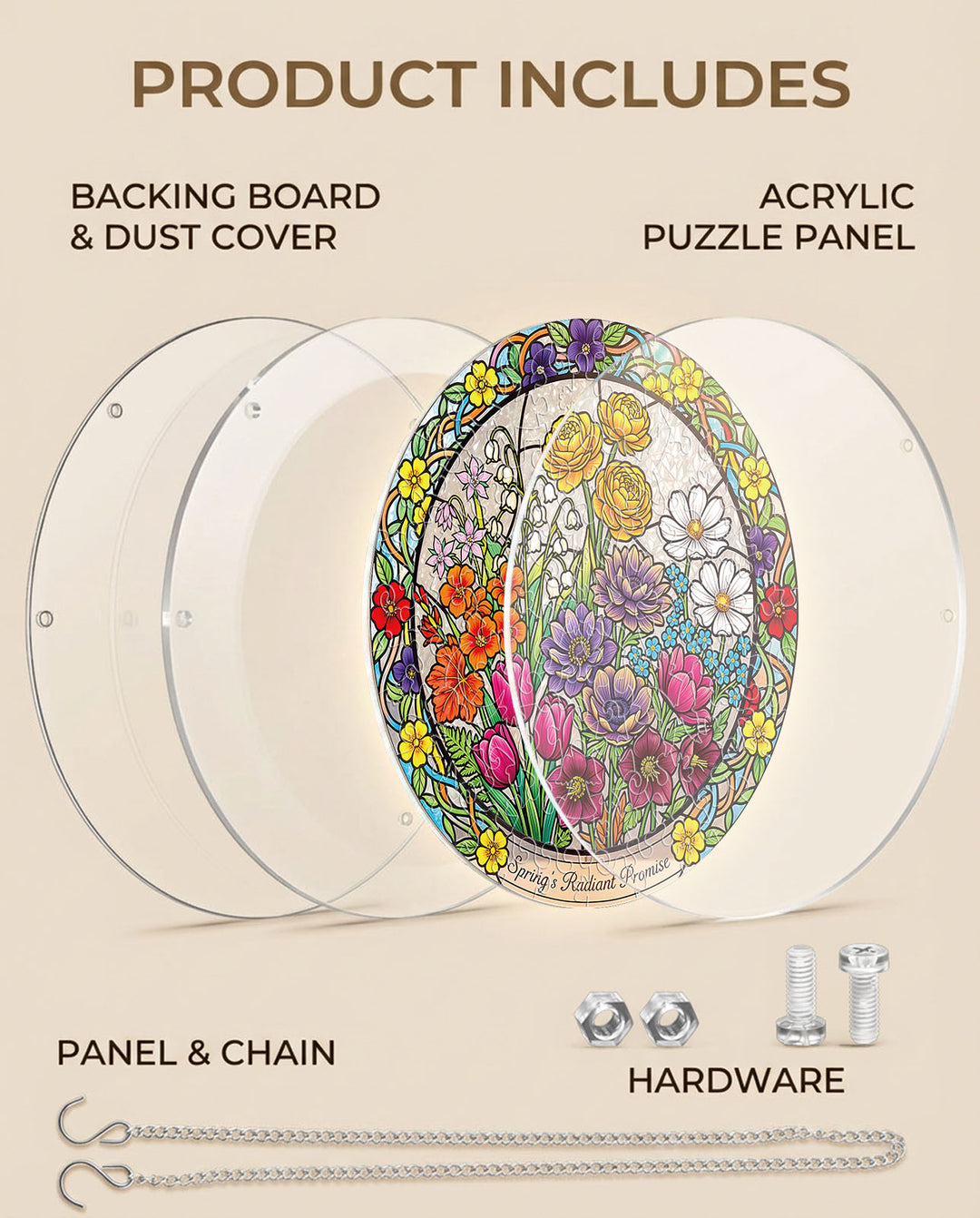 Acrylic Jigsaw Puzzle Suncatcher - Spring Blossoms
