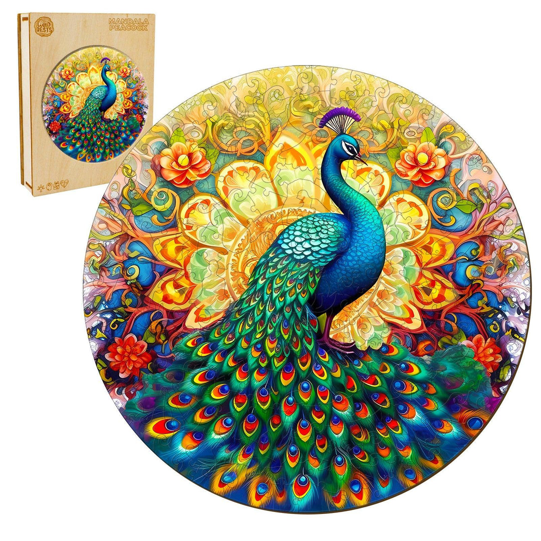 Mandala Peacock Wooden Jigsaw Puzzle