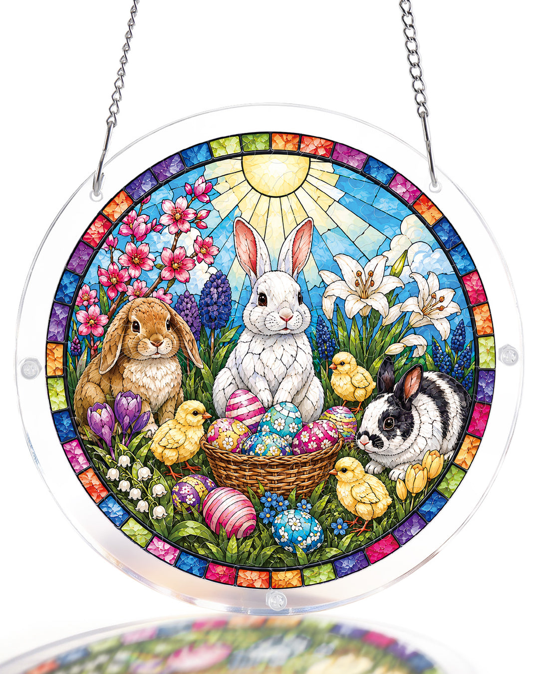 Acrylic Jigsaw Puzzle Suncatcher - Spring Bunny Garden