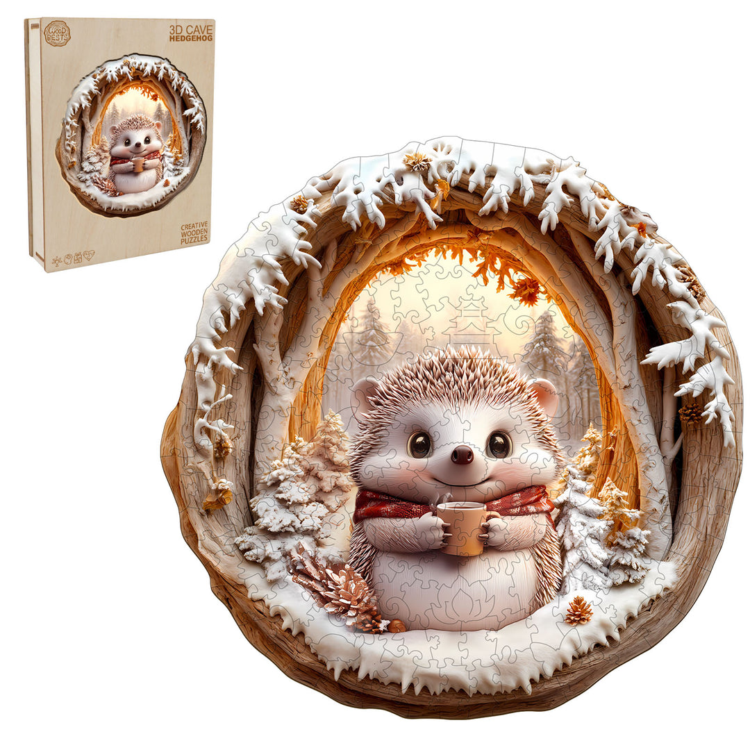 3D Cave Hedgehog Wooden Jigsaw Puzzl