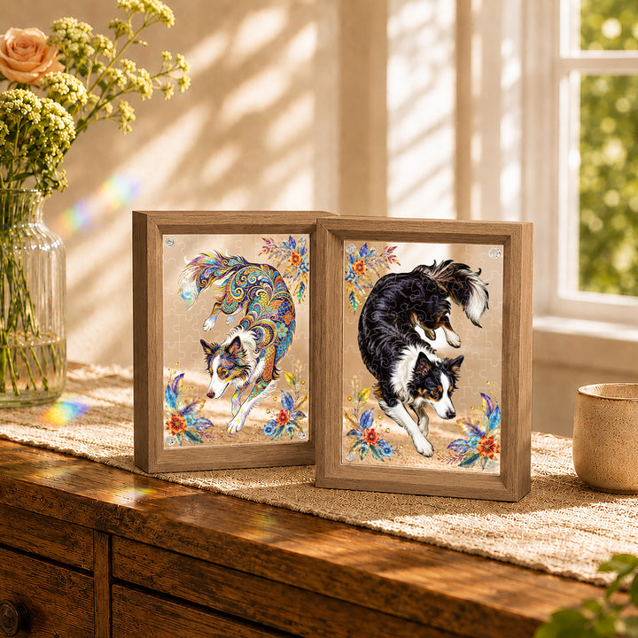 Double Sided Acrylic Jigsaw - Kaleidoscopic Puppy