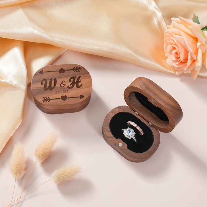 Solid Wood Custom Oval Ring Box