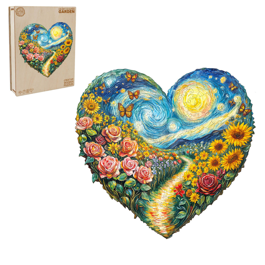 Heart-shaped Garden Wooden Jigsaw Puzzle