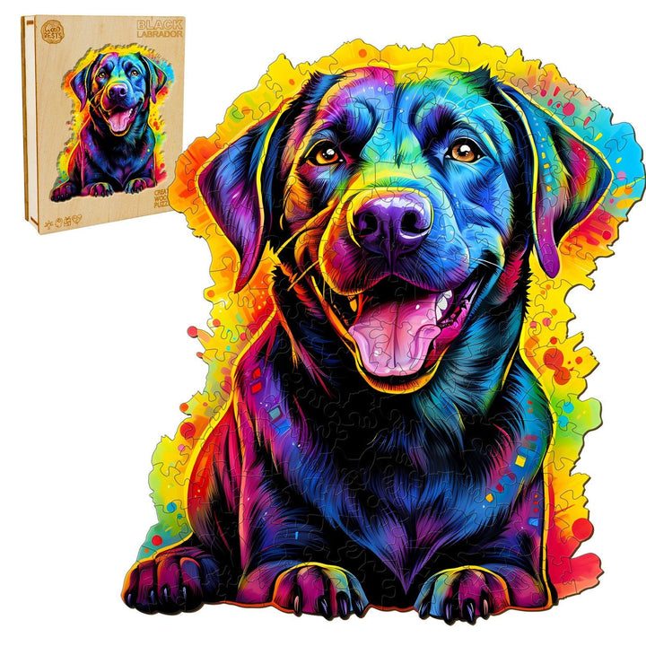Black Labrador Wooden Jigsaw Puzzle-Woodbests