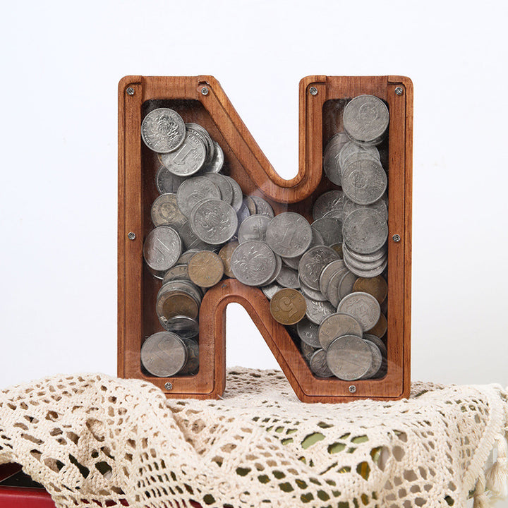 Personalized Wooden Letter Piggy Bank Custom Gift