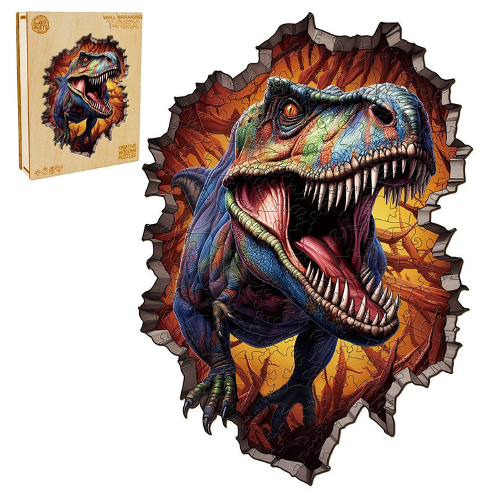 Wall Breaking T-rex Wooden Jigsaw Puzzle-Woodbests