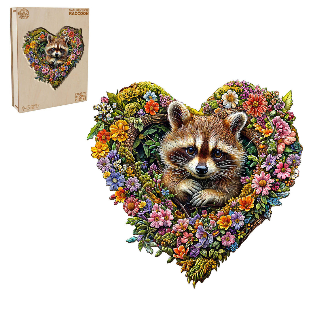 Raccoon's Secret Tree Den Holzpuzzle