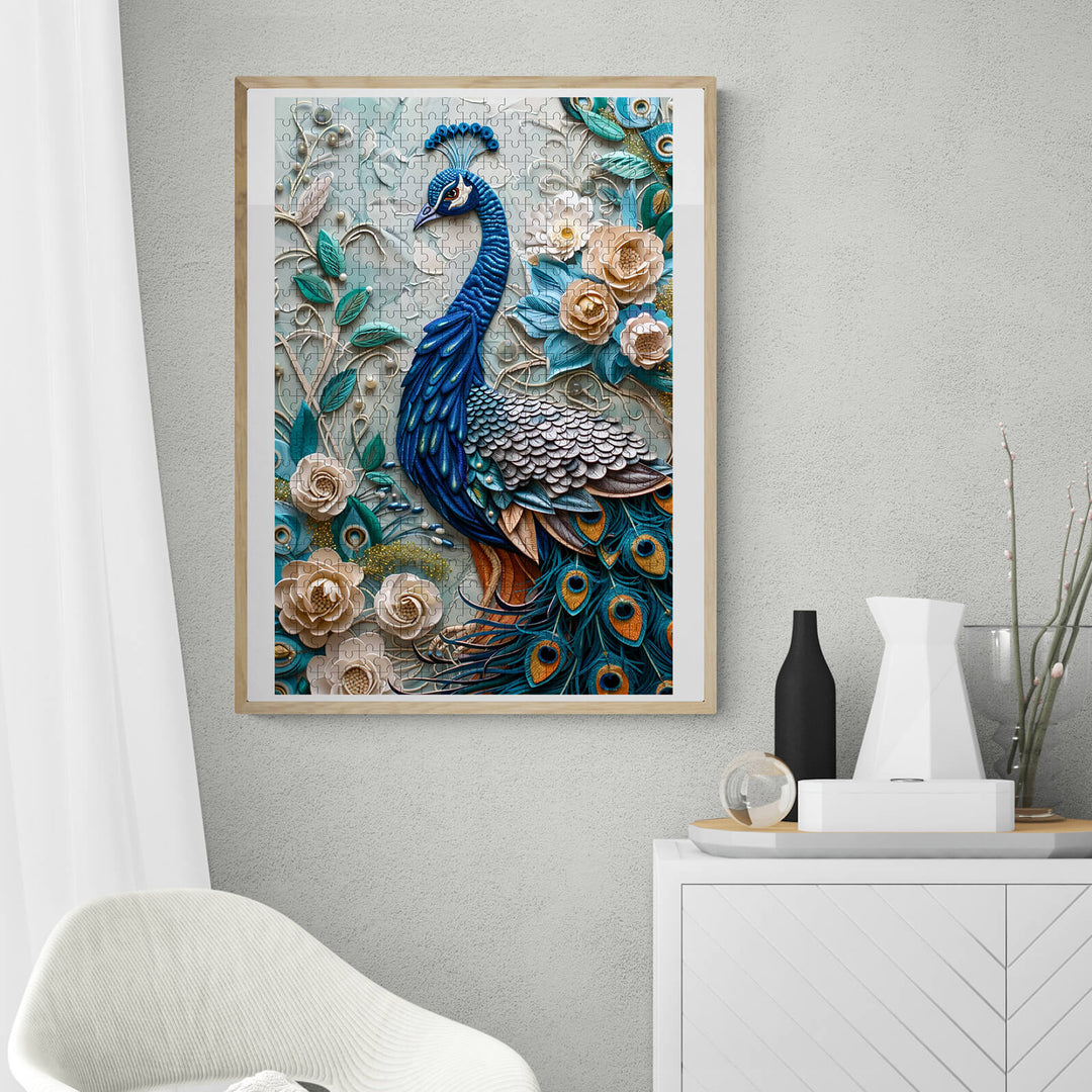 Peacock Mural 500 / 1000 Piece Puzzle - By Woodbests