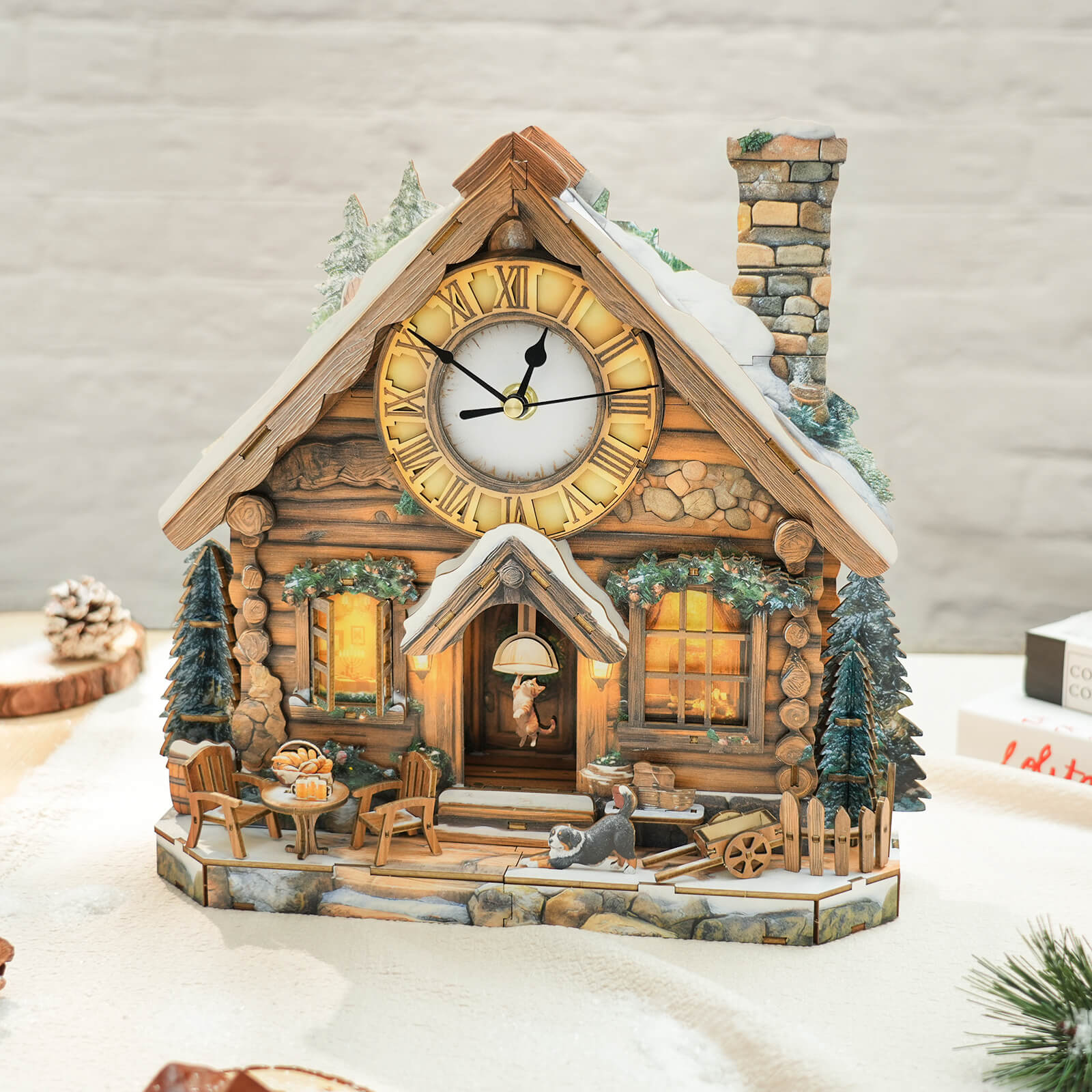 Swiss Chalet – DIY Wooden Clock, 3D Puzzle Craft Kit