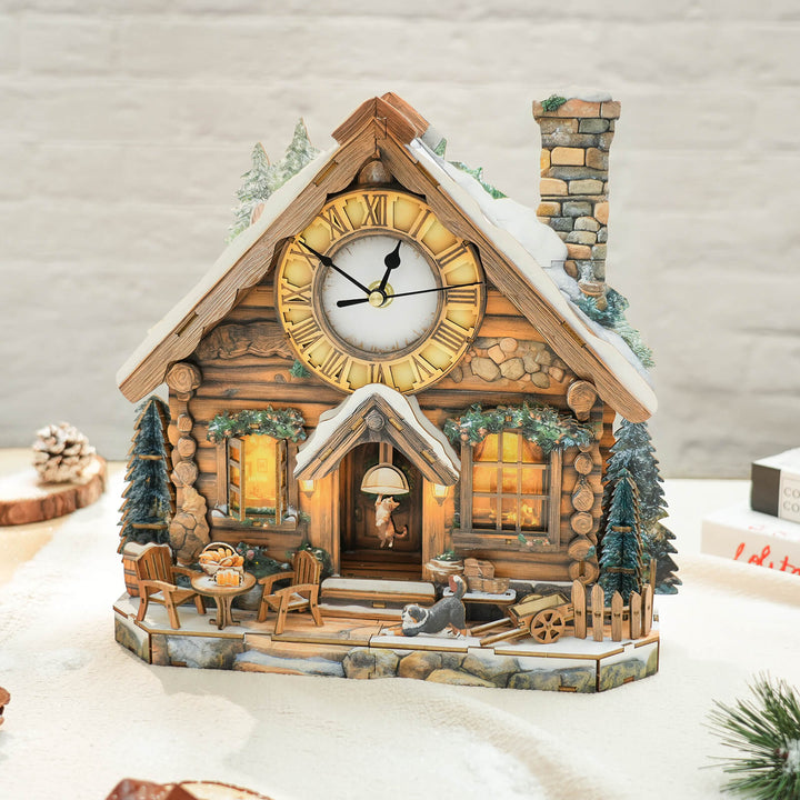 Swiss Chalet – DIY Wooden Clock, 3D Puzzle Craft Kit