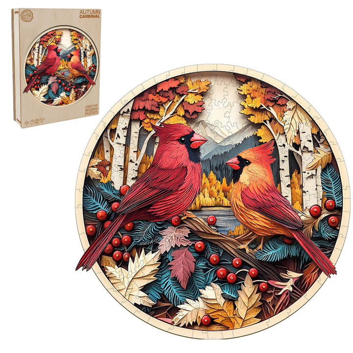 Autumn Cardinal Wooden Jigsaw Puzzle