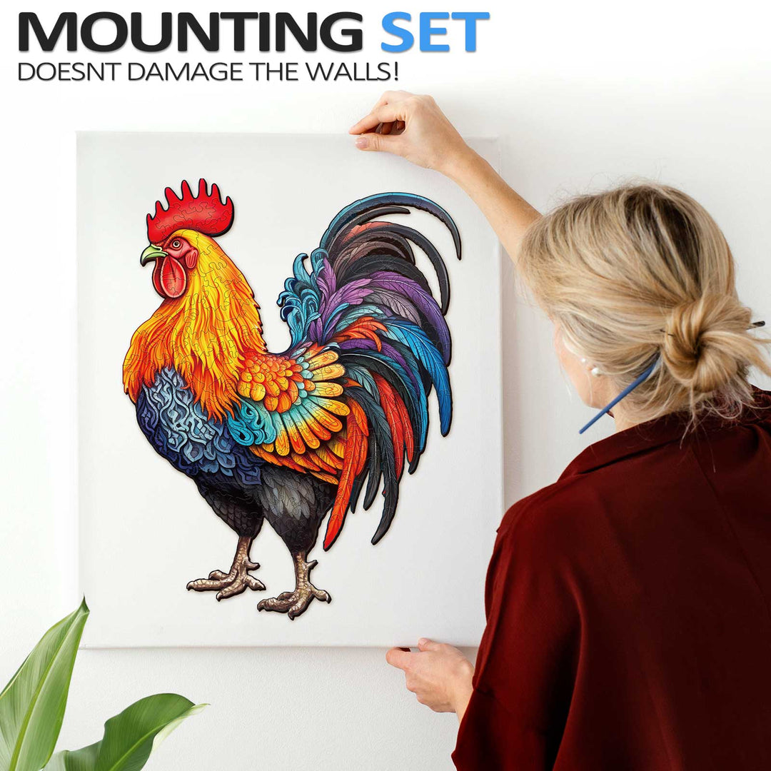 Spirited Rooster 2 Wooden Jigsaw Puzzle