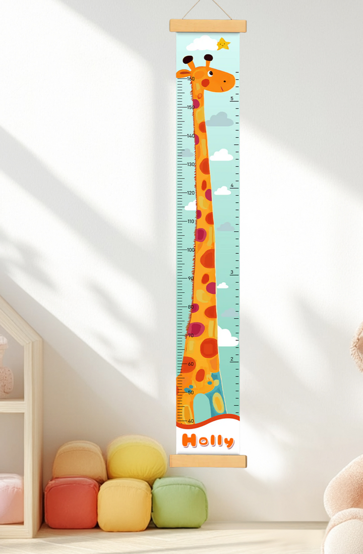 Personalized Giraffe Growth Hanging Canvas Height Ruler