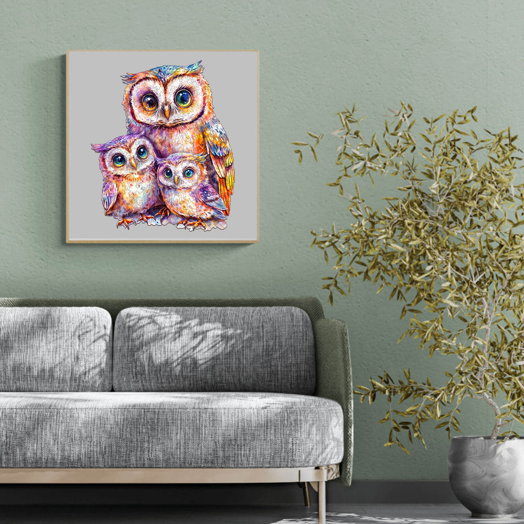 Sweet Owl Family Wooden Jigsaw Puzzle