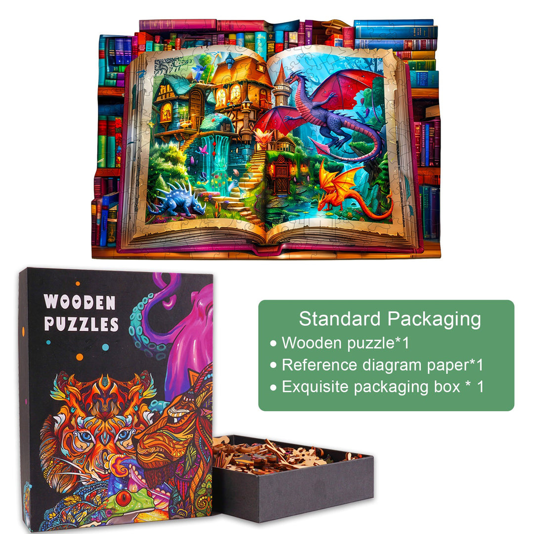 Fantasy World In Books Wooden Jigsaw Puzzle