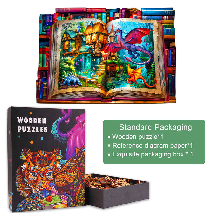 Fantasy World In Books Wooden Jigsaw Puzzle