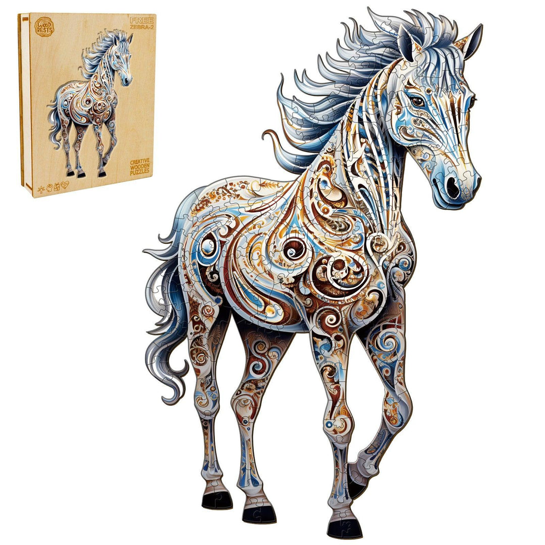 Free Zebra 2 Wooden Jigsaw Puzzle-Woodbests