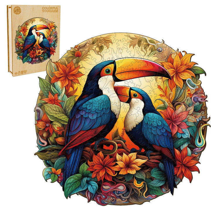 Colorful Toucans Wooden Jigsaw Puzzle-Woodbests