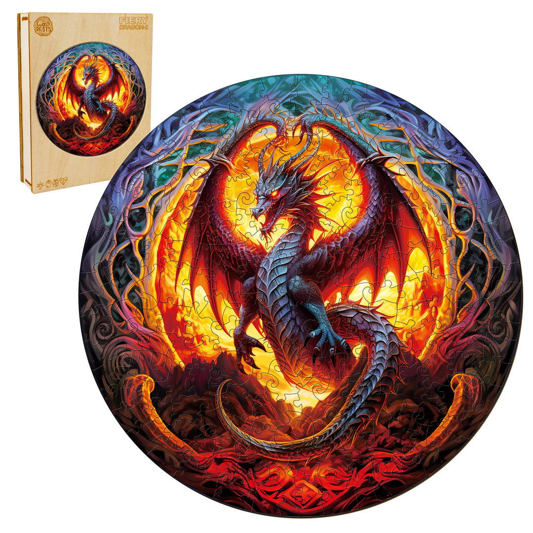 Fiery Dragon-2 Wooden Jigsaw Puzzle-Woodbests