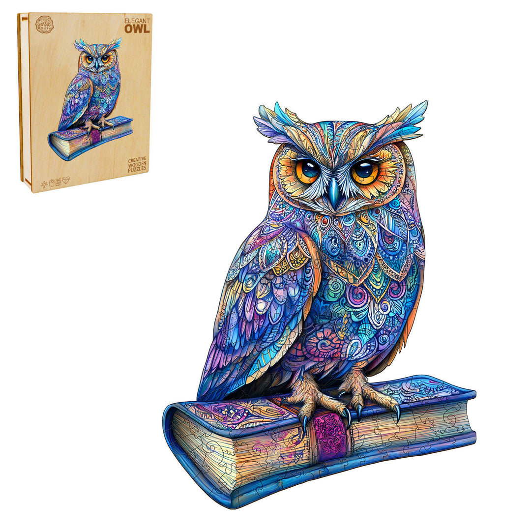 Elegant Owl Wooden Jigsaw Puzzle - Woodbests