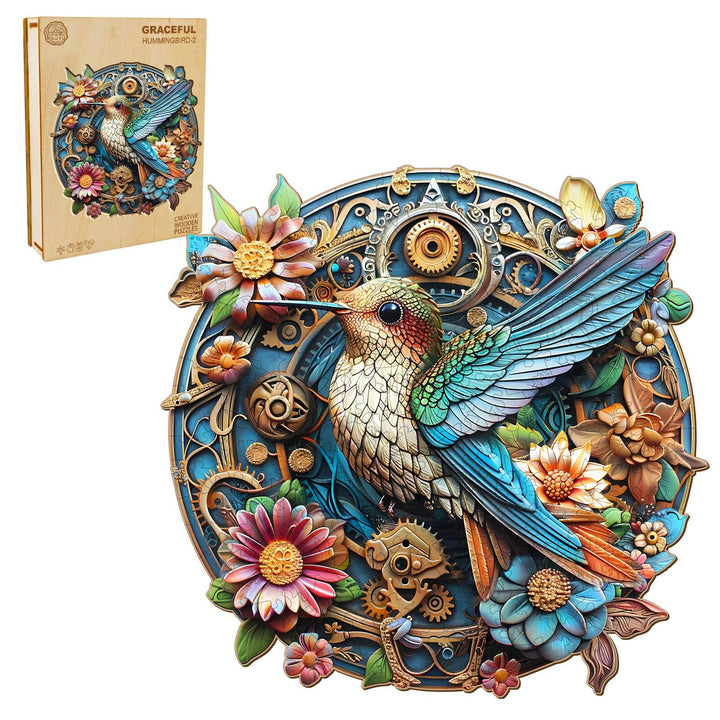Graceful hummingbird-2 Wooden Jigsaw Puzzle