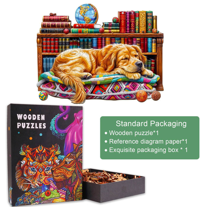 Sleeping Golden Retriever Wooden Jigsaw Puzzle