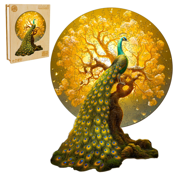 Noble Peacock-2 Wooden Jigsaw Puzzle-Woodbests