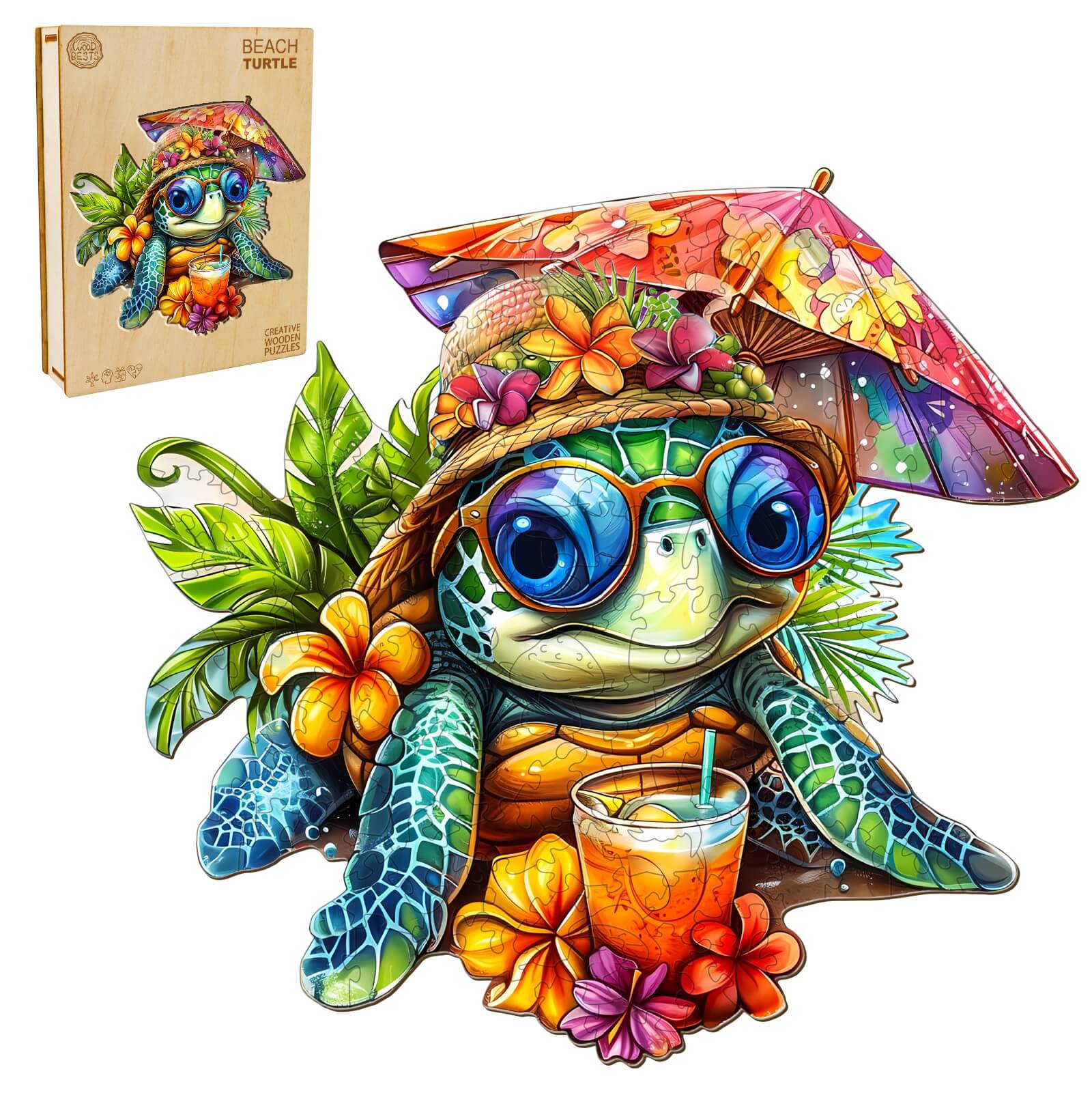 Beach Turtle Wooden Jigsaw Puzzle