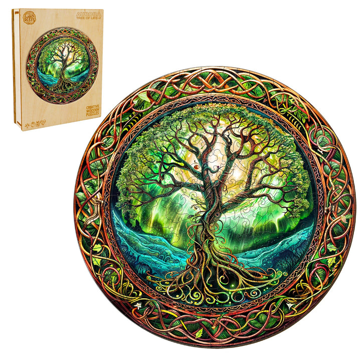 Aurora Tree of Life-2 Wooden Jigsaw Puzzle-Woodbests
