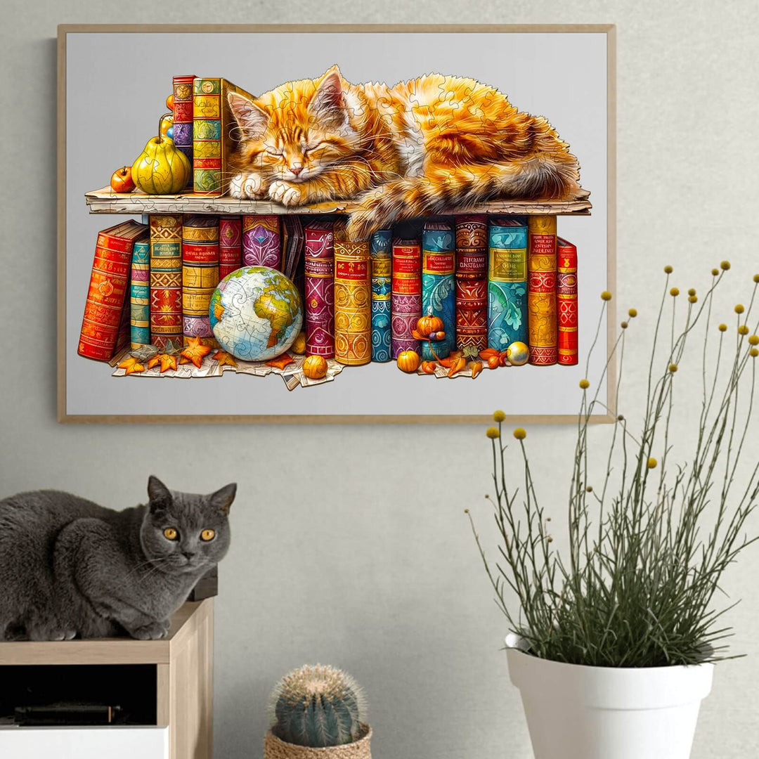 Dreamy Tabby Cat-3 Wooden Jigsaw Puzzle