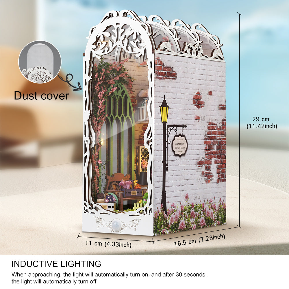 Flower House - DIY Book Nook Kit,3D Wooden Puzzle - By Woodbests