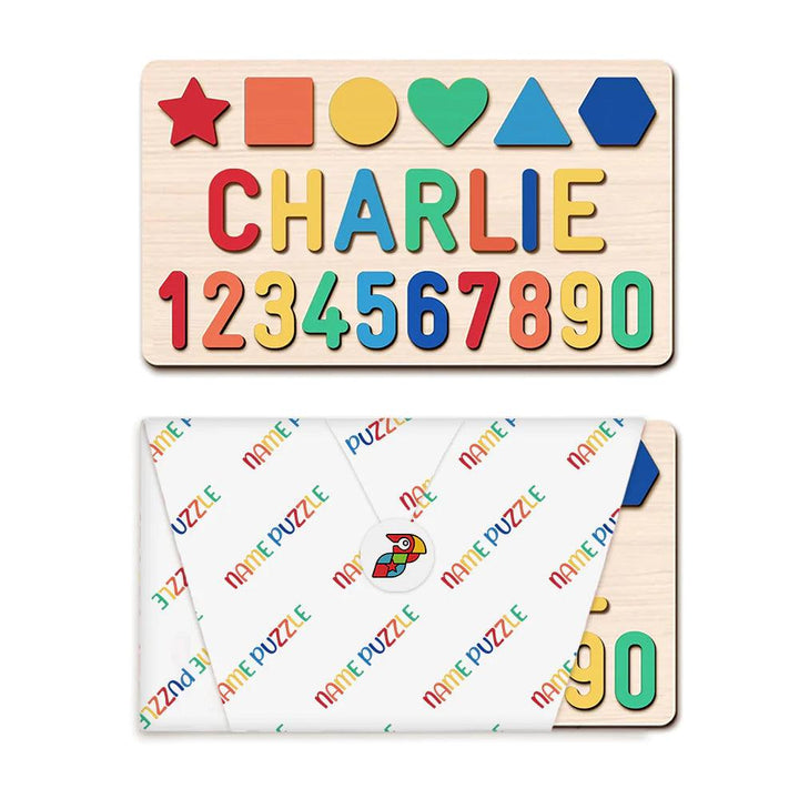 Personalized Numbers And Shapes Wooden Name Puzzle