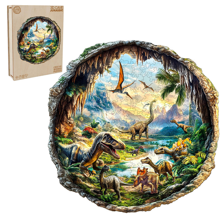 3D Cave Jurassic Wooden Jigsaw Puzzle