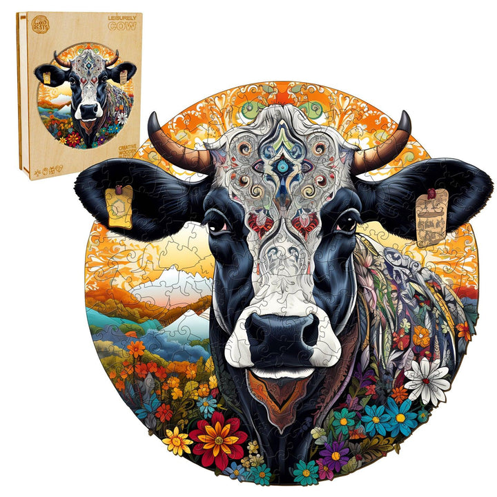 Leisurely Cow Wooden Jigsaw Puzzle