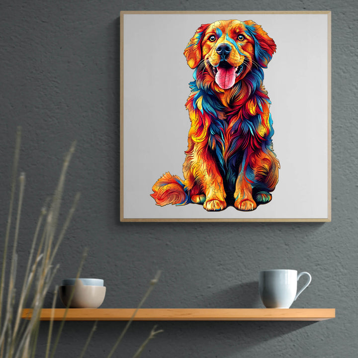 Colorful Golden Retriever Wooden Jigsaw Puzzle