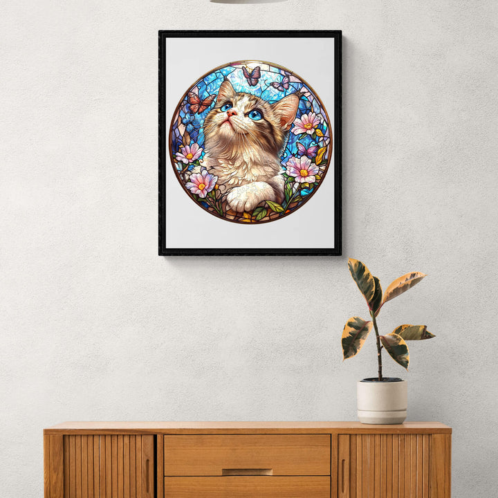Ragdoll and Butterfly  Wooden Jigsaw Puzzle
