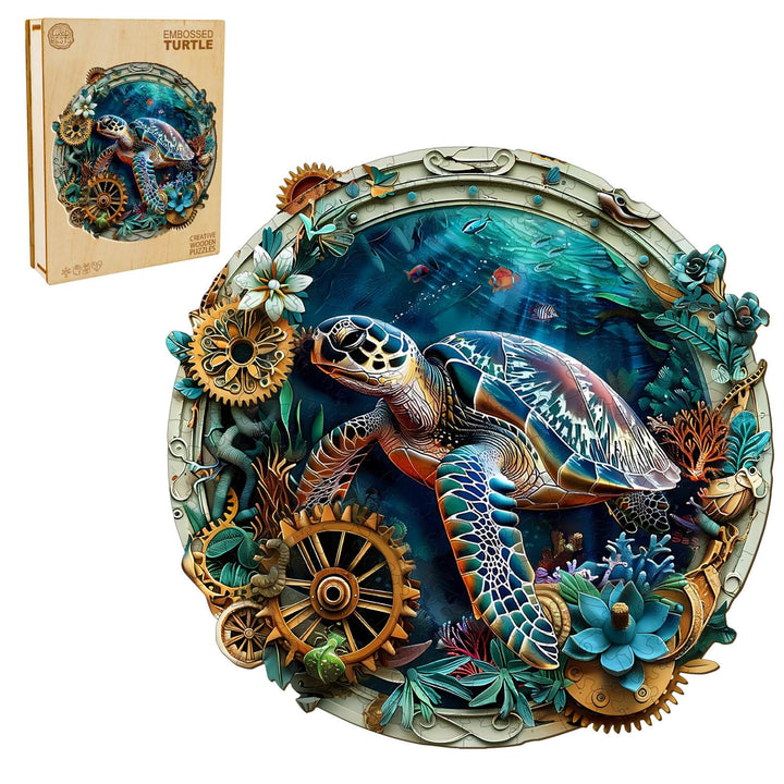 Puzzle en bois tortue en relief