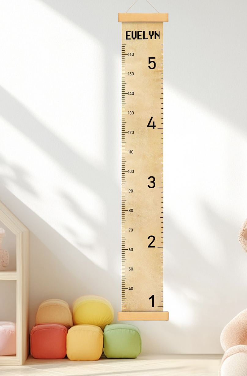 Personalized Vintage Style Hanging Canvas Height Ruler