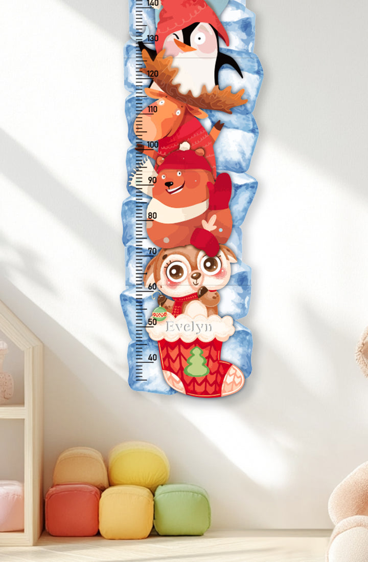 Personalized Wooden Winter Animal Growth Chart Ruler