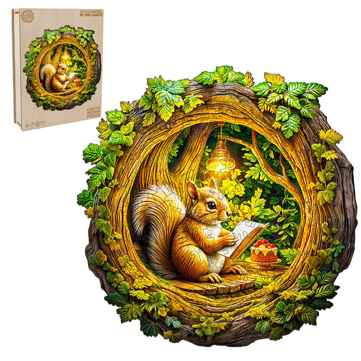 3D Squirrel in The Cave-2 Wooden Jigsaw Puzzle