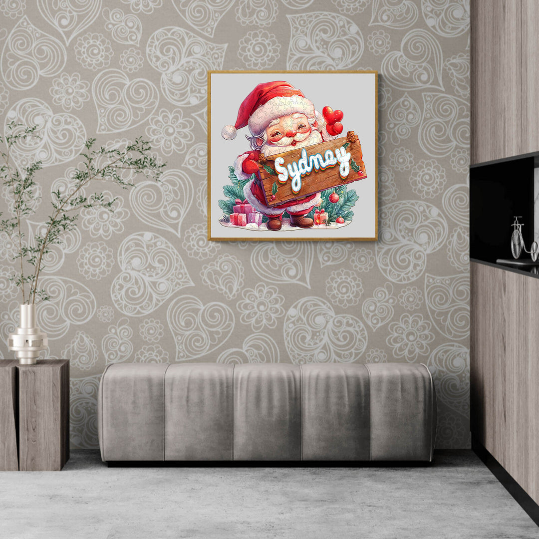 Santa Claus Custom Name Wooden Jigsaw Puzzle - Woodbests