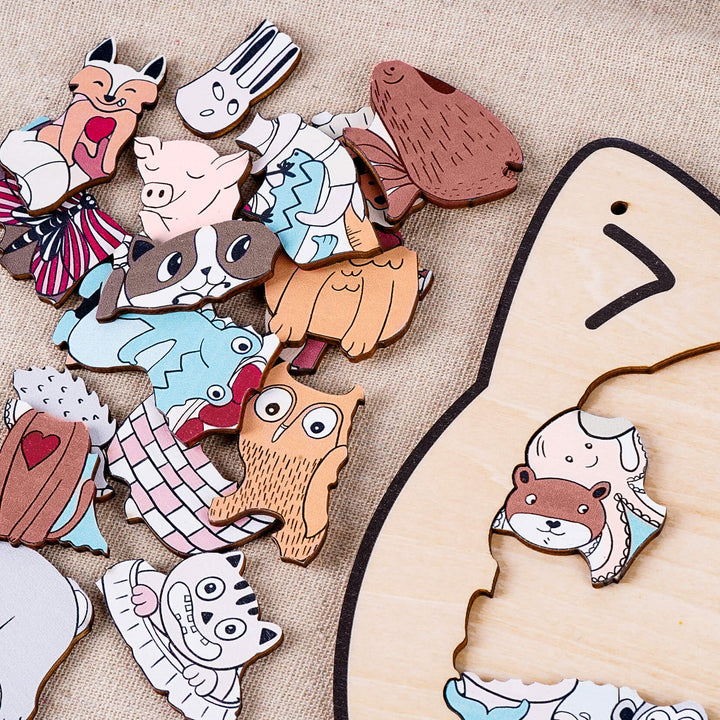 Cute Animal Shaped Wooden Puzzle for Baby
