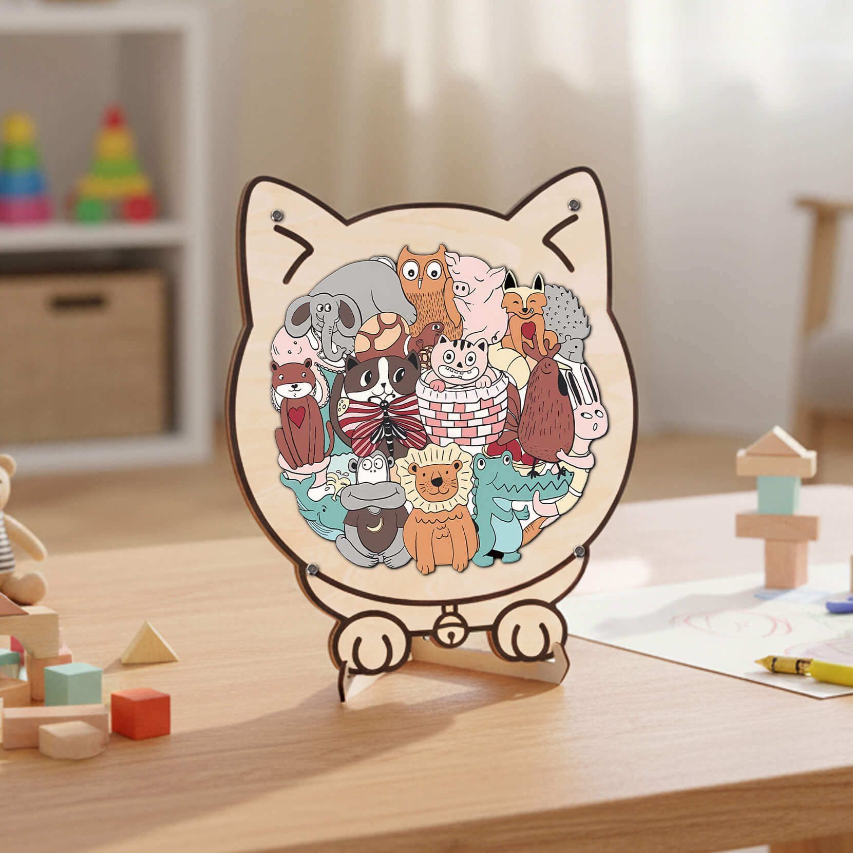 Puzzle en bois en forme d'animal mignon pour bébé