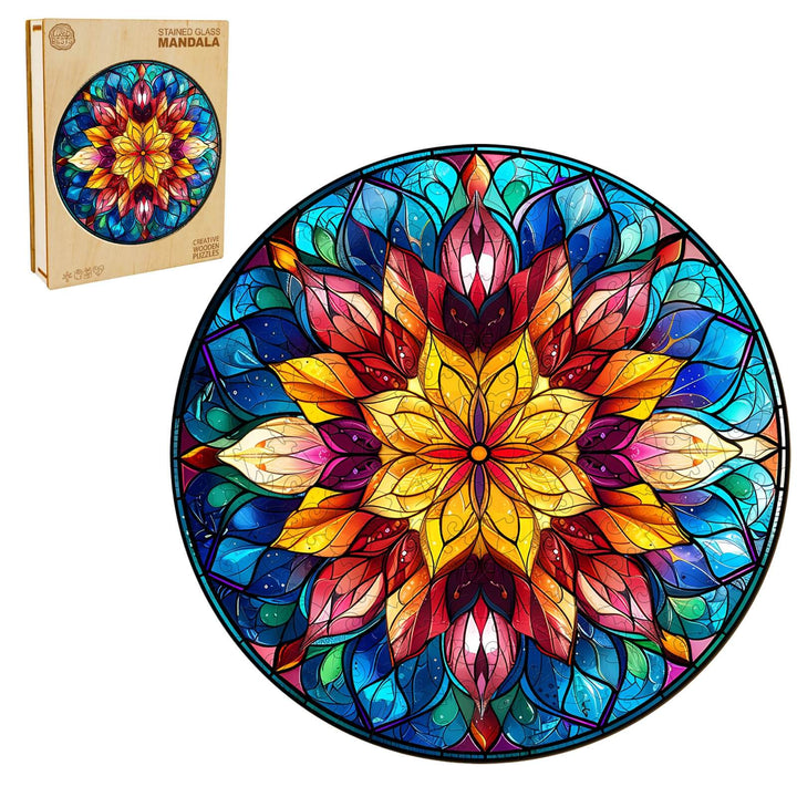 Stained Glass Mandala Wooden Jigsaw Puzzle