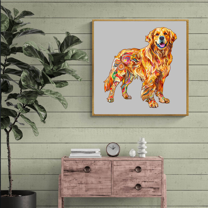 Handsome Golden Retriever Wooden Jigsaw Puzzle - Woodbests