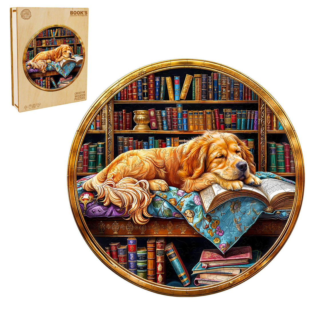 Book's Golden Retriever Wooden Jigsaw Puzzle