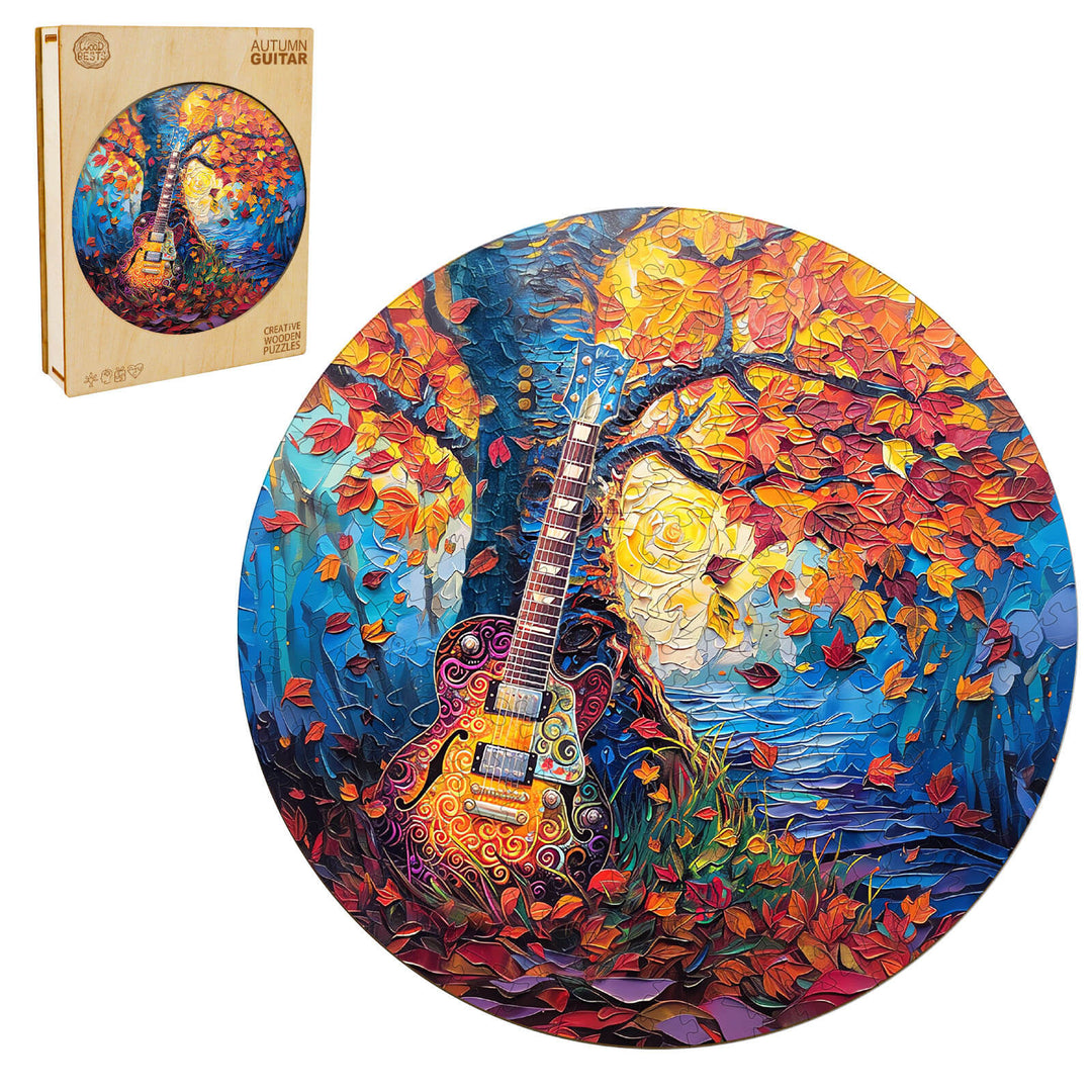 Autumn Guitar Wooden Jigsaw Puzzle - Woodbests