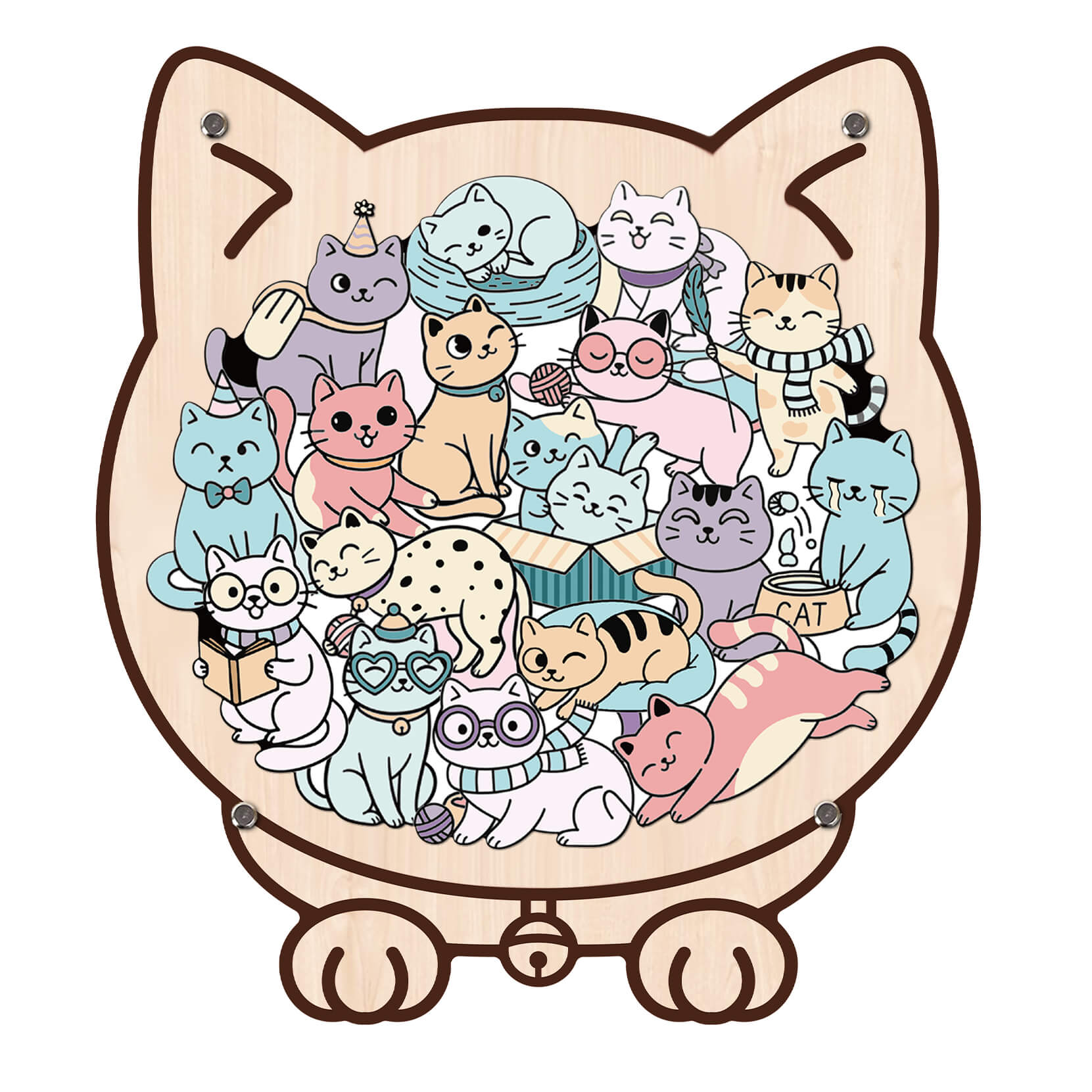 Puzzle en bois en forme de chat mignon pour bébé