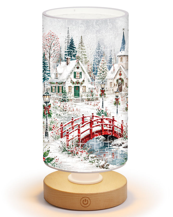 DIY Dimmable Acrylic Puzzle Lamp - Christmas Snow Village